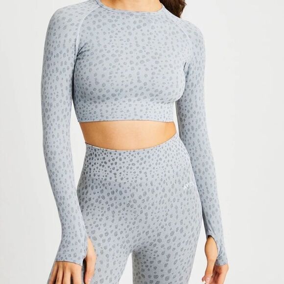 AYBL Evolve Grey Speckle Seamless Long Sleeve Activewear Top - Picture 1 of 7